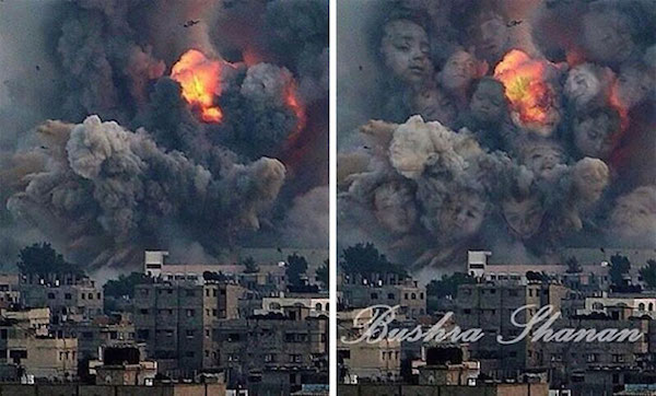 巴勒斯坦艺术家对和平的祈求～战争中的烟雾插画