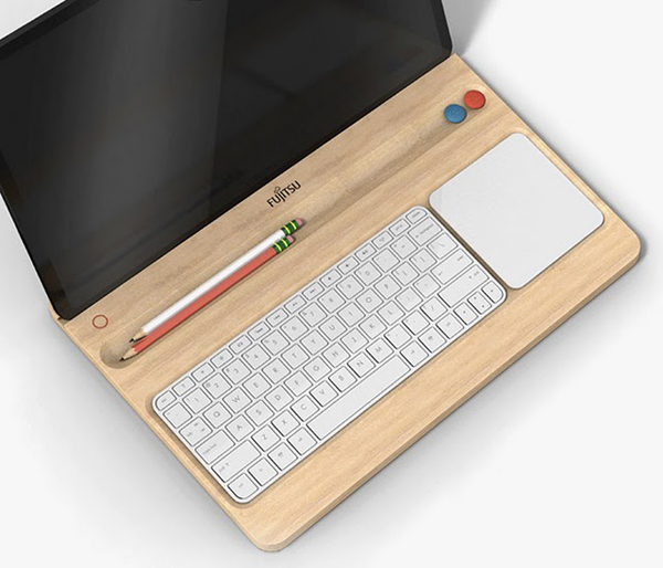 充滿木頭書卷氣的無線筆電「Tray」