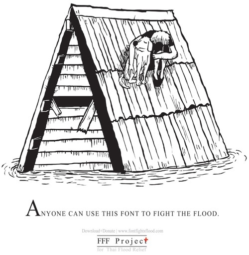 以泰國水患為靈感所設計的字體
