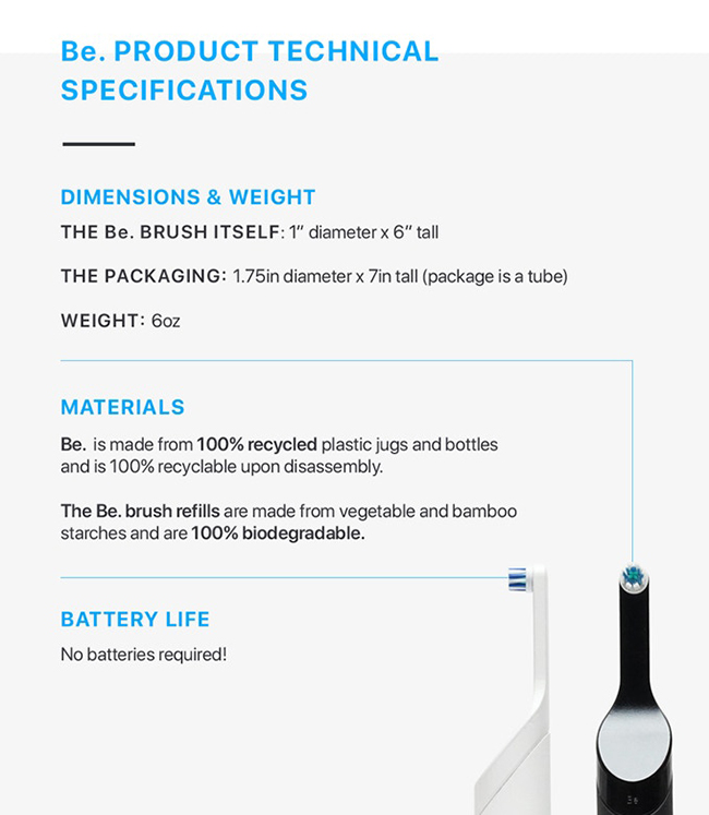 免電池、免充電、100% 可回收分解的手動式電動牙刷 Be.