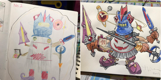 老爸,別偷我的梗!父子共同完成的塗鴉遊戲