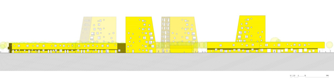 維也納的郊區出現了一群鮮黃色的建築!利用「剩餘空間」創造的新城市公共空間