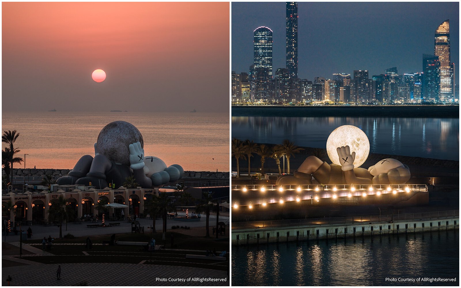 KAWS:HOLIDAY 阿布達比登場!32 公尺巨型 COMPANION 點亮海濱夜色