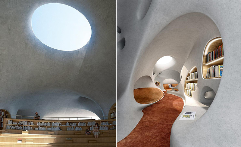 月光海畔的出落的純白流線圖書館！MAD 建築操刀海南島「雲洞圖書館」