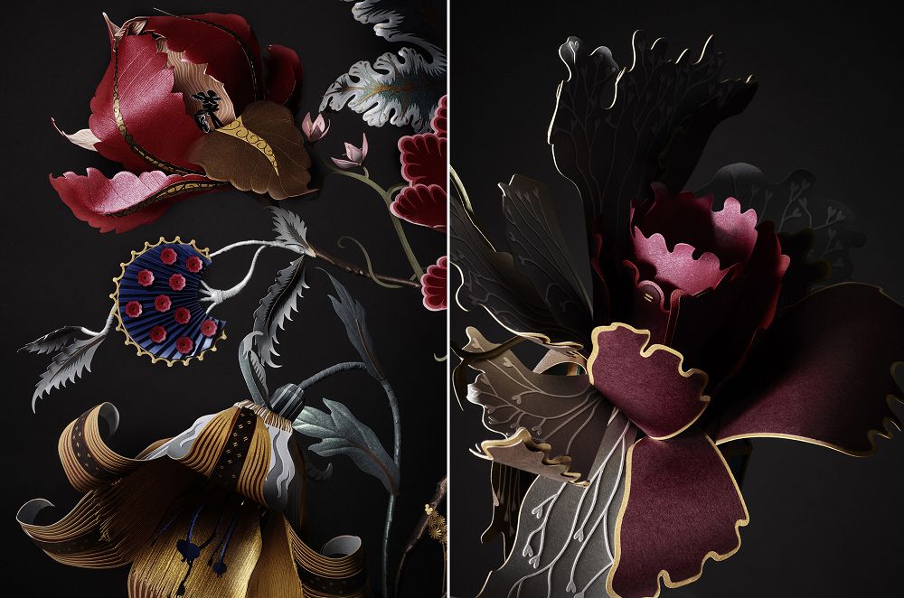 以英國經典華麗壁紙為靈感!藝術團隊Makerie Studio打造寶石般3D花卉紙雕創作
