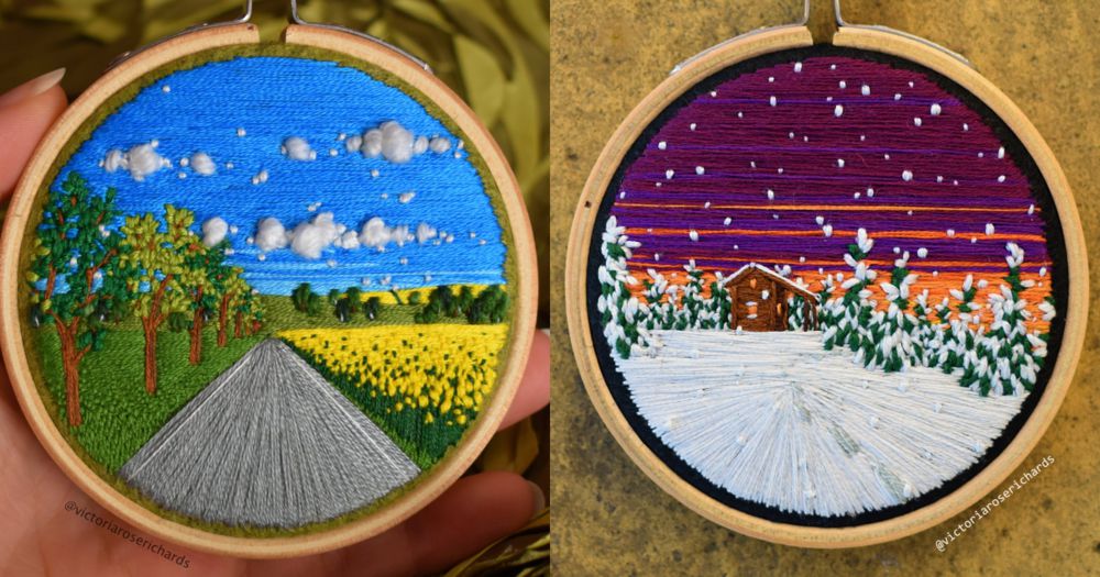 繡出四季美景！英國藝術家Victoria Rose Richards用絕美風景刺繡療癒自我