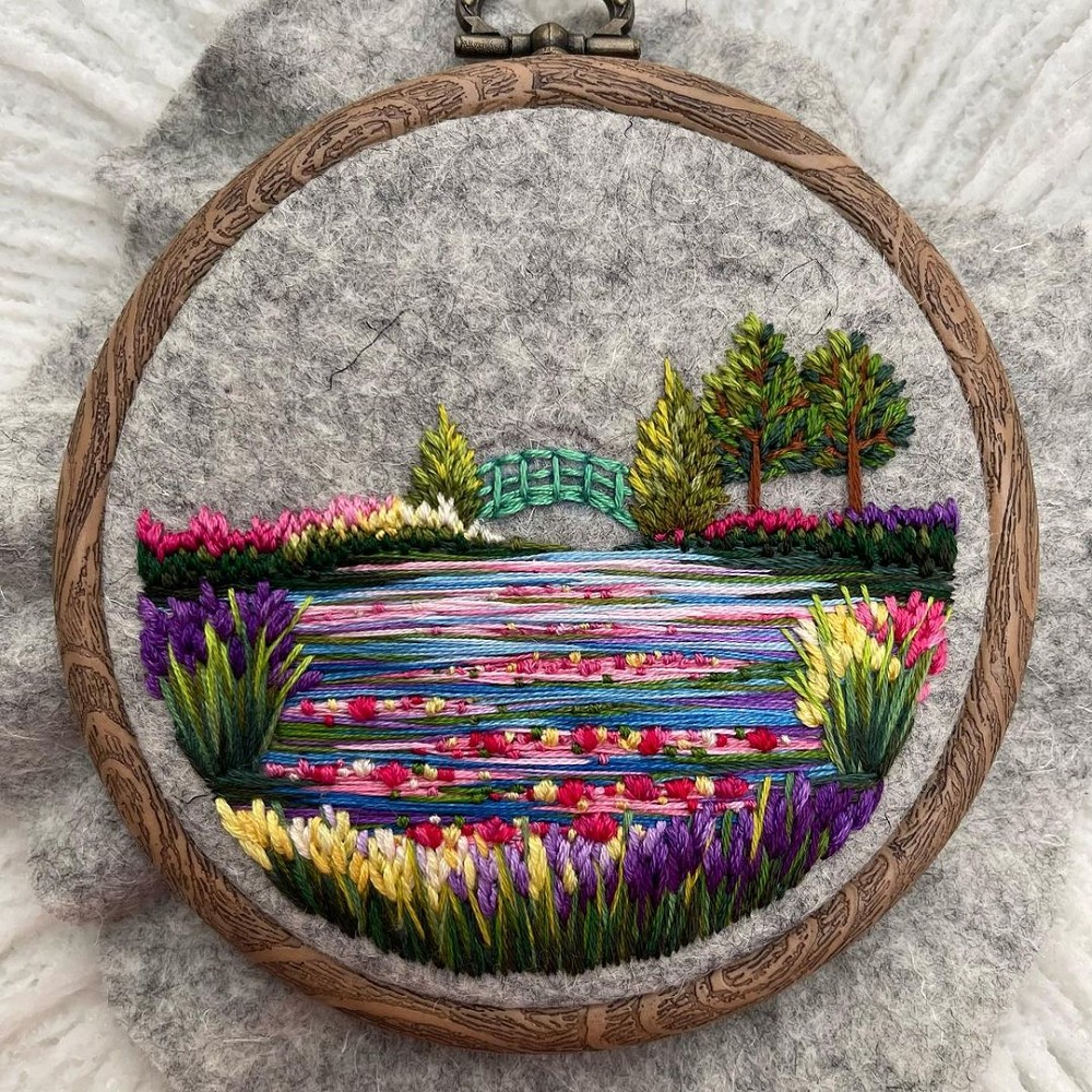 用刺繡展示森林之美!英國藝術家Sew Beautiful的自然系法國結粒繡創作