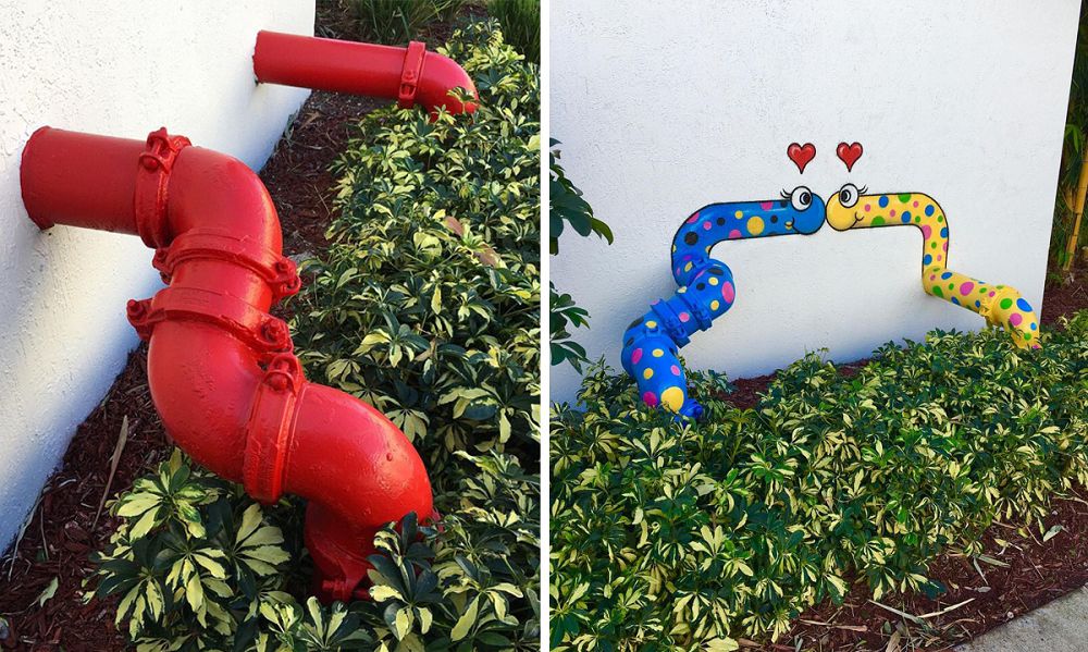 凌亂紐約街景再想像!美國藝術家Tom Bob創意塗鴉讓馬路人孔蓋、排水管活過來