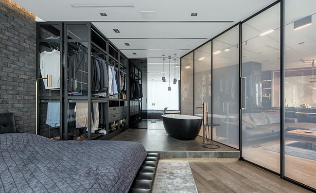 智能玻璃當隔間！烏克蘭 29 坪都會風公寓