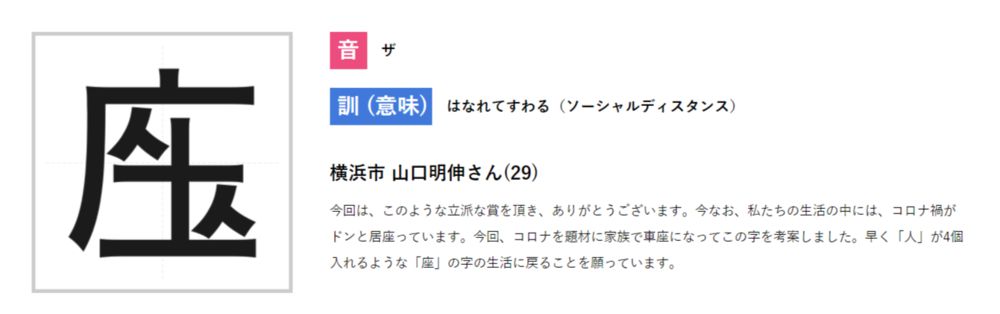 日本創意漢字大賽公布 年代表 新漢字 圖像化 座 幽默表達疫情時代的無奈 大人物