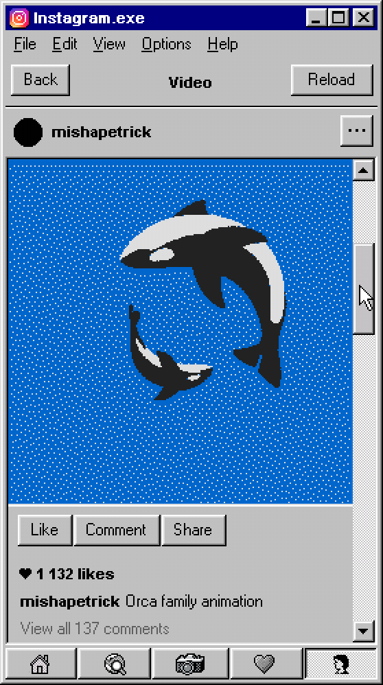 俄羅斯藝術家 Misha Petrick 將 Instagram「退回」到 Windows 95 版，低像素、懷舊視窗勾起回憶