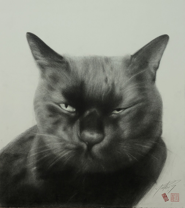 猫の絵描き 高橋行雄 仔猫 ミュウ 美術品 絵画/タペストリ