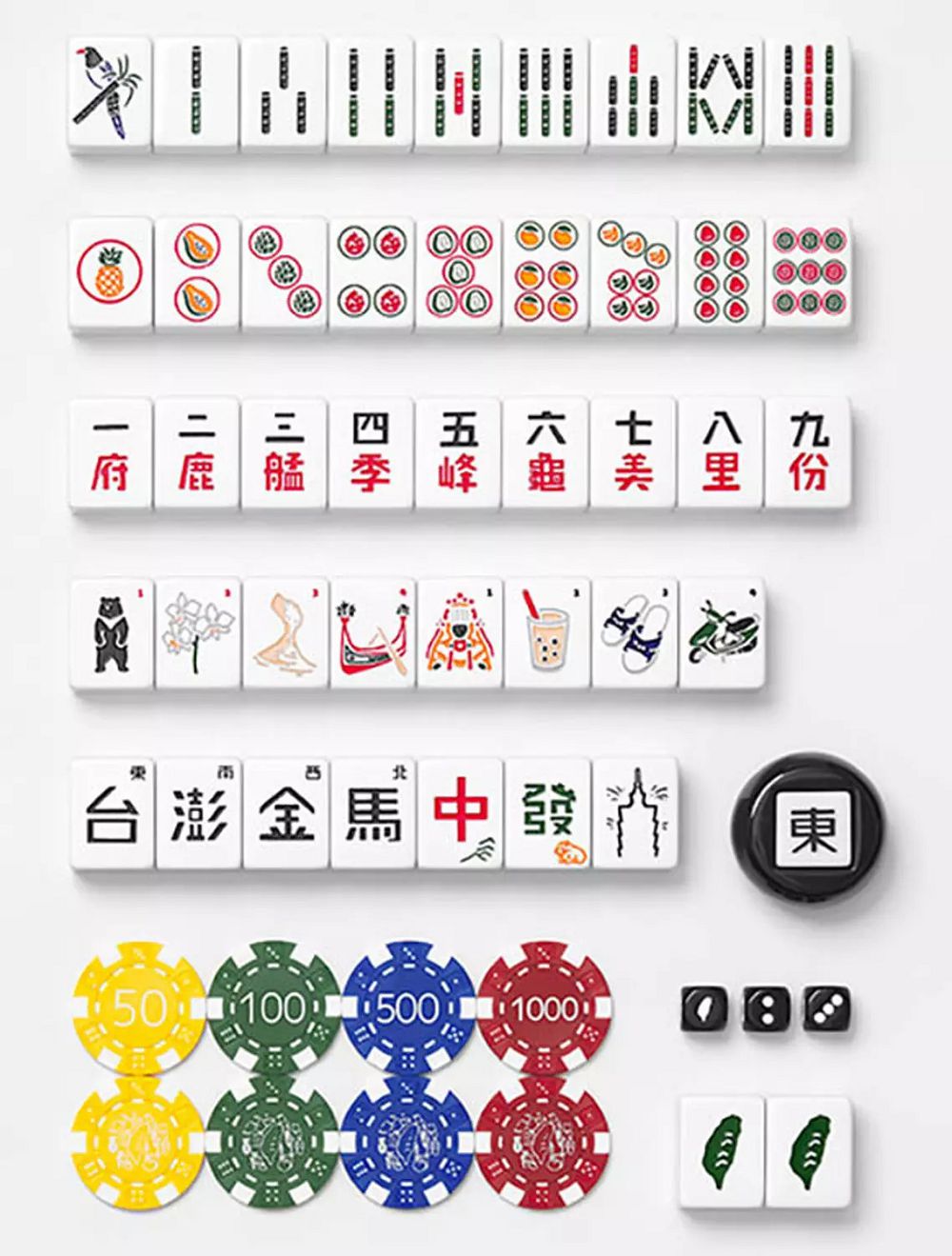 讓牌桌上充滿台灣在地風情的「台灣麻將」！台北 101、媽祖、珍珠奶茶等圖騰成另類符號