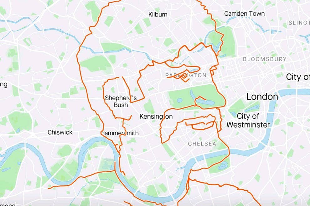 騎腳踏車畫畫！澳洲、英國自行車手利用GPS在城市騎出人像、動物畫作