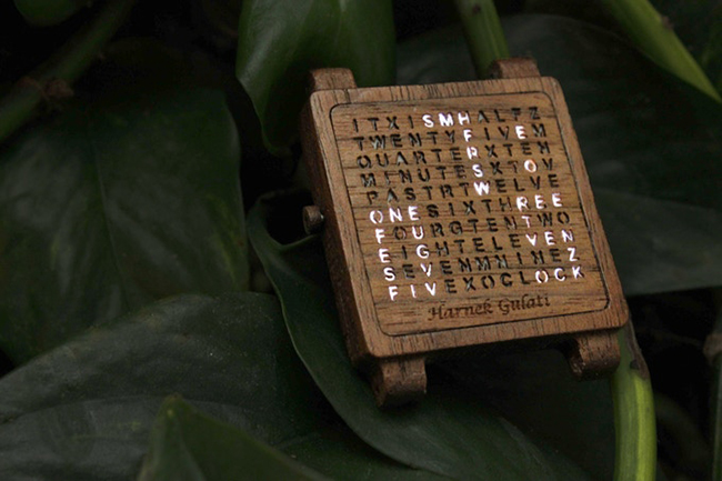 想看懂時間要先學好英語的錶 Wooden Word Watch