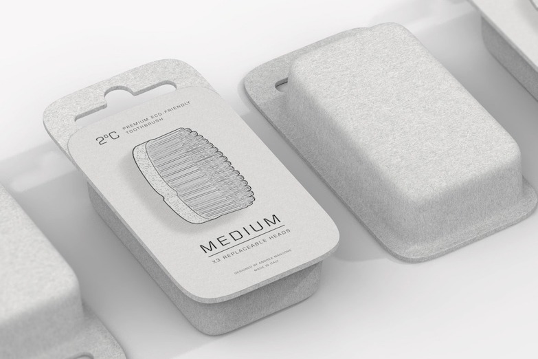 可替換刷頭的環保簡約牙刷 2°C!美觀又實用的智慧型概念設計,更降低塑膠浪費 87%