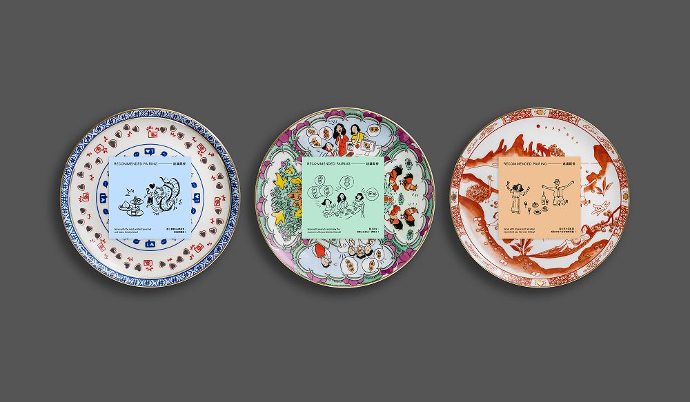 假古典、真幽默諷刺的廣彩骨瓷盤！香港設計團隊打造網紅打卡、薪水小偷等當代文化圖騰