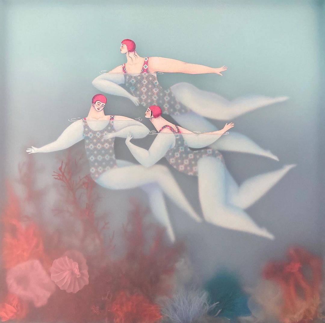 西班牙插畫家Sonia Alins畫出水底情深！優雅透明的水中柔情女子創作