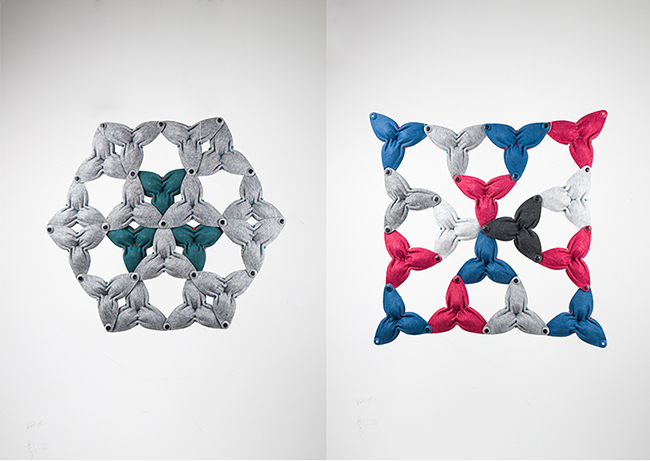 躲在三葉草編織的帳篷，ipari 以塑膠製成毛氈般的隔間
