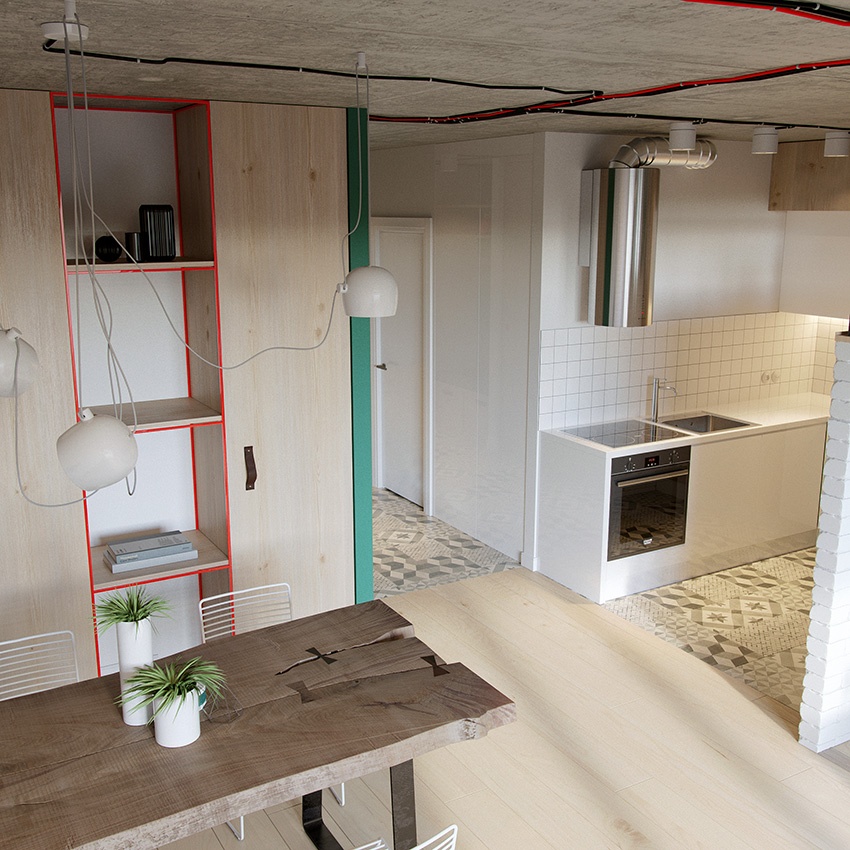 跳色管線更有設計感！15 坪俄羅斯 Loft 風公寓