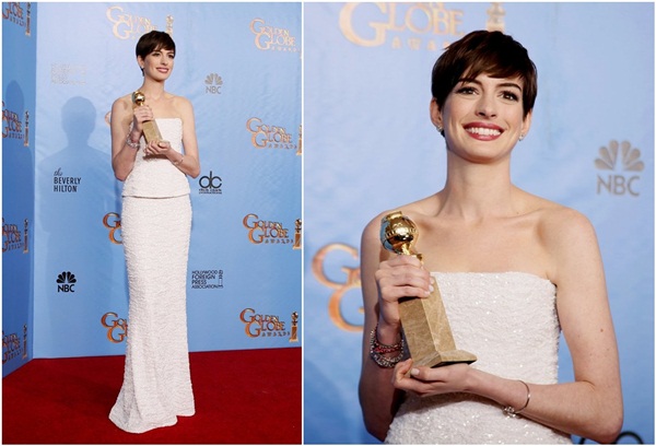 2013金球獎紅毯上的時尚典範  安海瑟薇Anne Hathaway