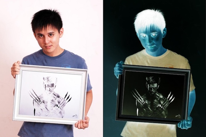 用鉛筆畫出負片效果肖像畫