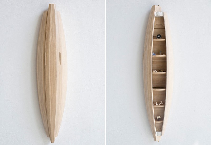 把獨木舟掛在牆上當壁櫃！Collectors Cabinet 乘載你旅行紀念品