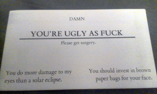 交換了可能就會吃上官司的真心話惡毒名片