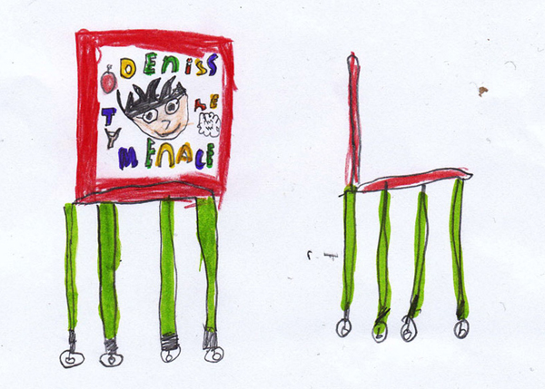 把小朋友認真設計的塗鴉家具實體化