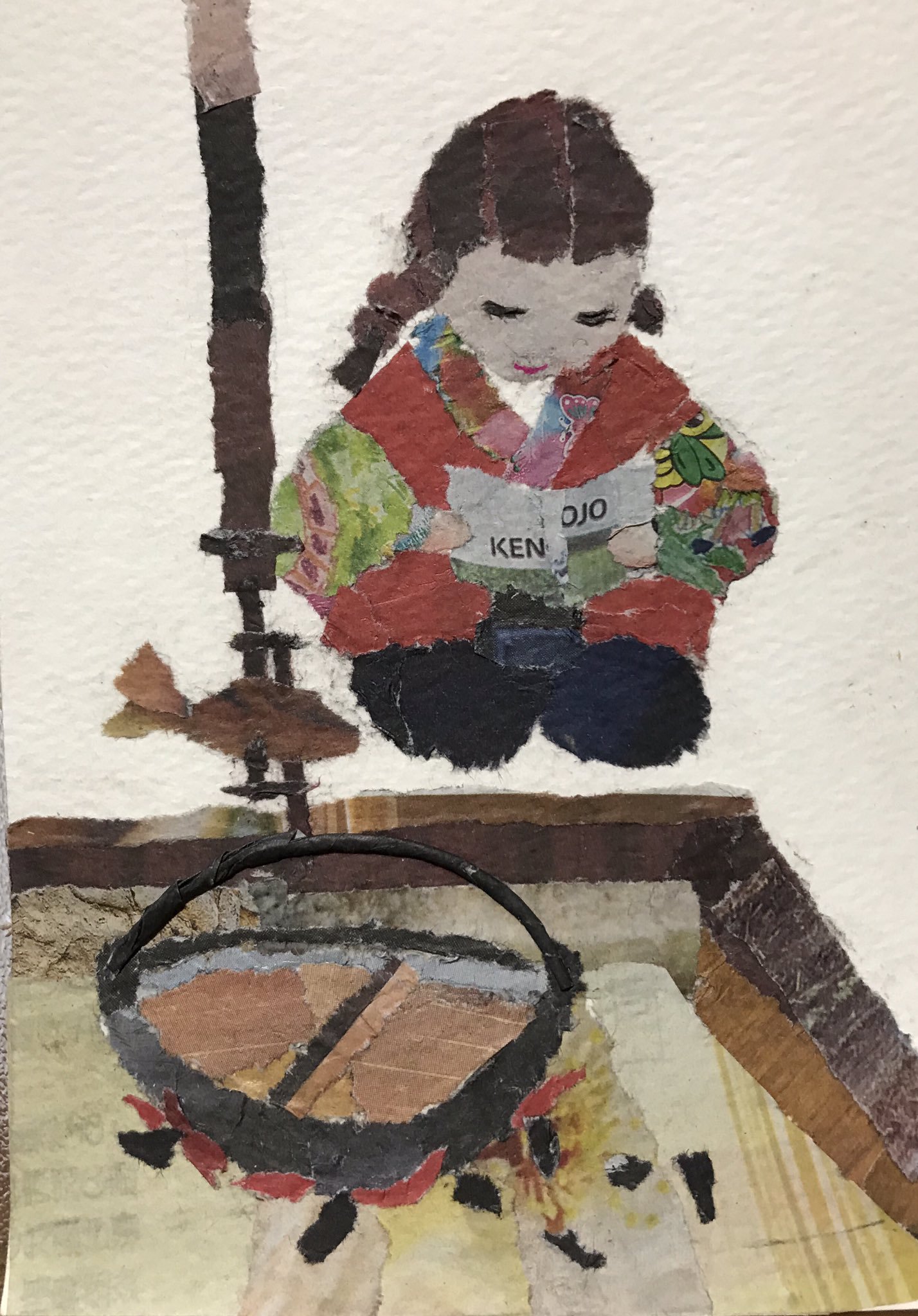 日本95歲奶奶療癒創作!用暖心手撕報紙拼貼畫走出喪夫之痛