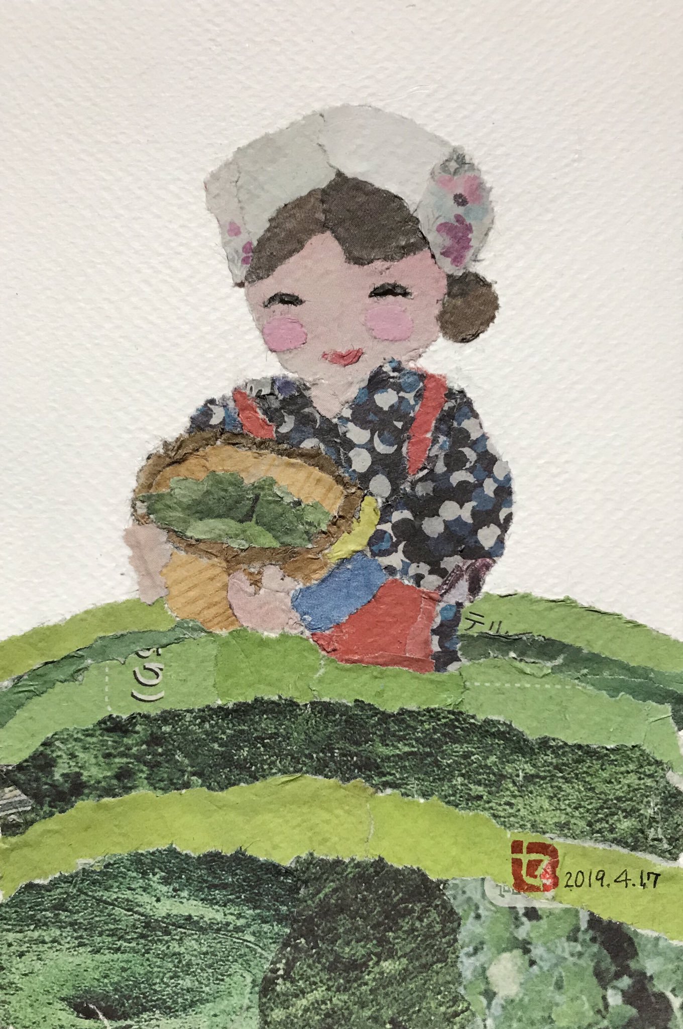 日本95歲奶奶療癒創作!用暖心手撕報紙拼貼畫走出喪夫之痛