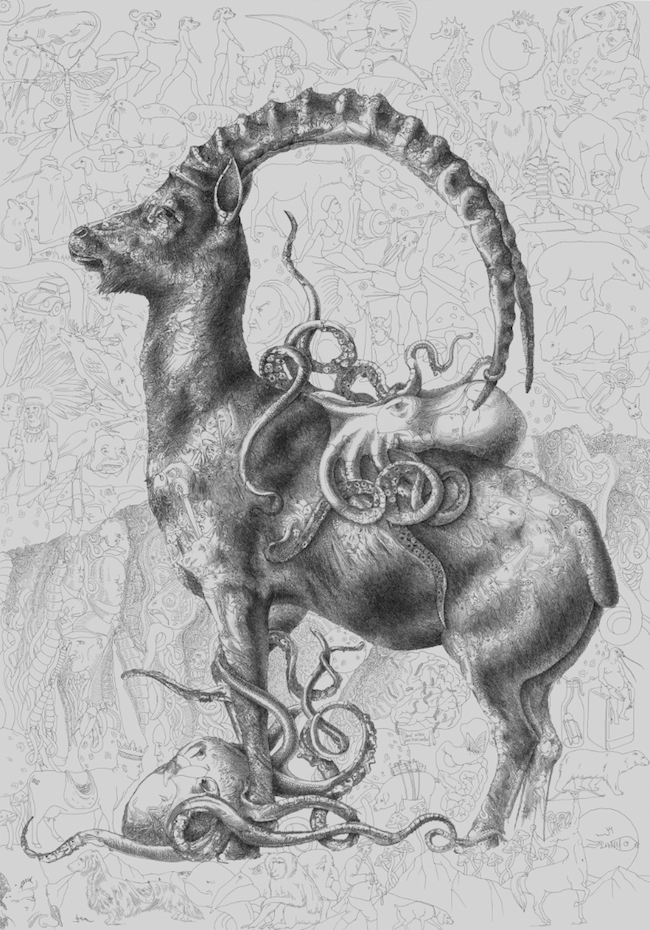細節藏在近觀處，百幅插畫繪製而成的畫作