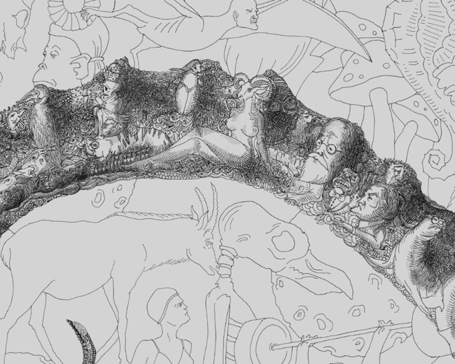 細節藏在近觀處，百幅插畫繪製而成的畫作