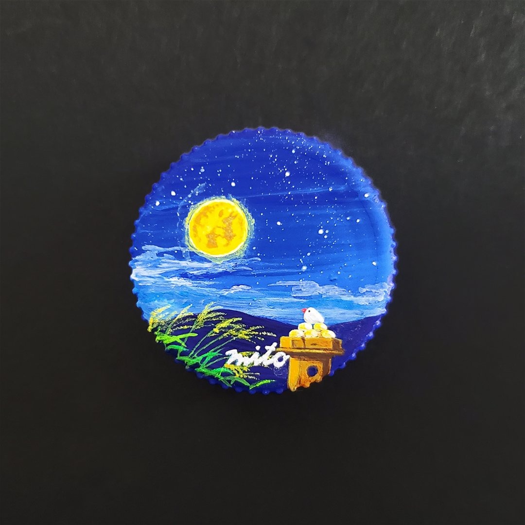 3公分瓶蓋成創作畫布！日本畫家西倉ミト療癒感十足的風景瓶蓋畫