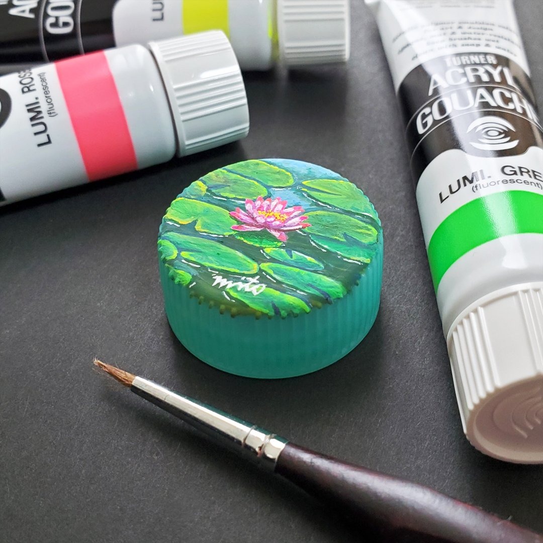 3公分瓶蓋成創作畫布！日本畫家西倉ミト療癒感十足的風景瓶蓋畫