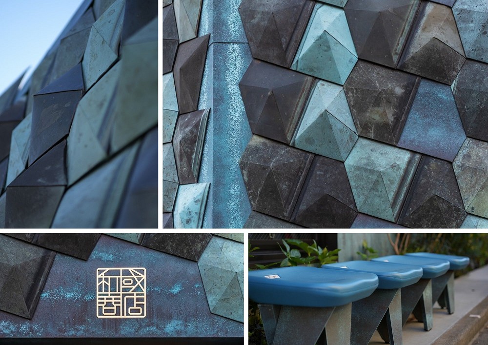 東京「和國商店」板金工藝咖啡廳!隈研吾以700片神社青銅板勾勒鑽石般建築外觀