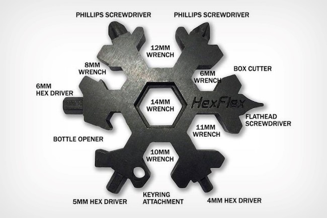 有著迷人的雪花造型的多功能工具 HexFlex MultiTool