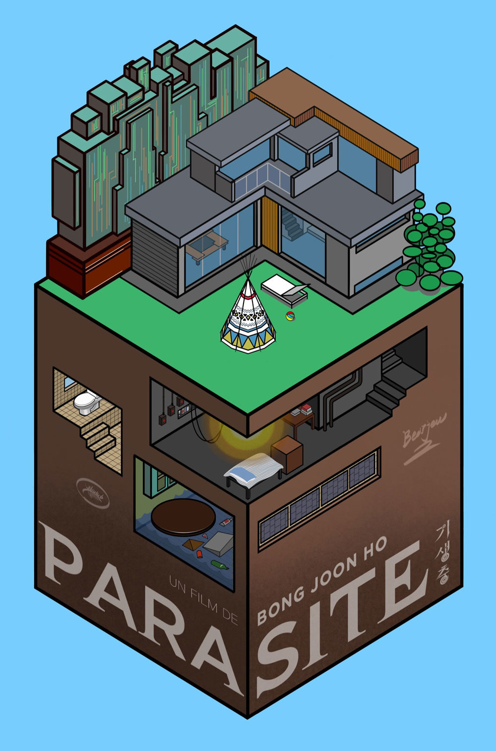 《寄生上流》海報不只有矇眼！石山水國畫、滿是獲獎桂冠、翻玩空間高低...... 20 張極富巧思的海報設計