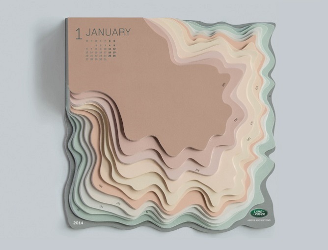 等高線模型立體日曆，每天都像一場越野賽