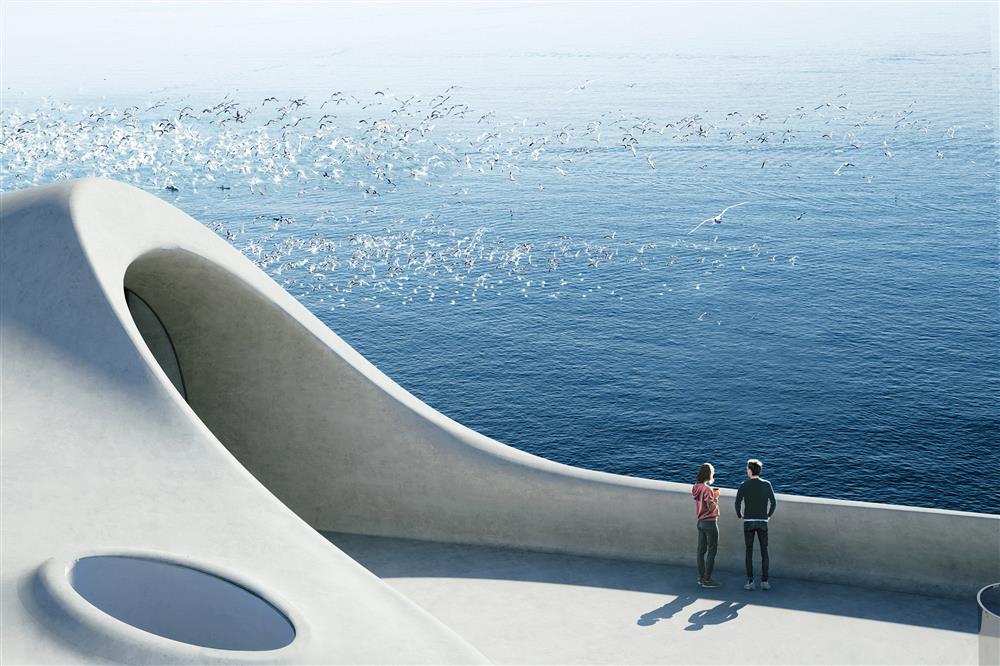 月光海畔的出落的純白流線圖書館！MAD 建築操刀海南島「雲洞圖書館」