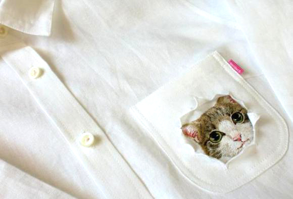 正在口袋裡探頭探腦偷看你的小貓刺繡