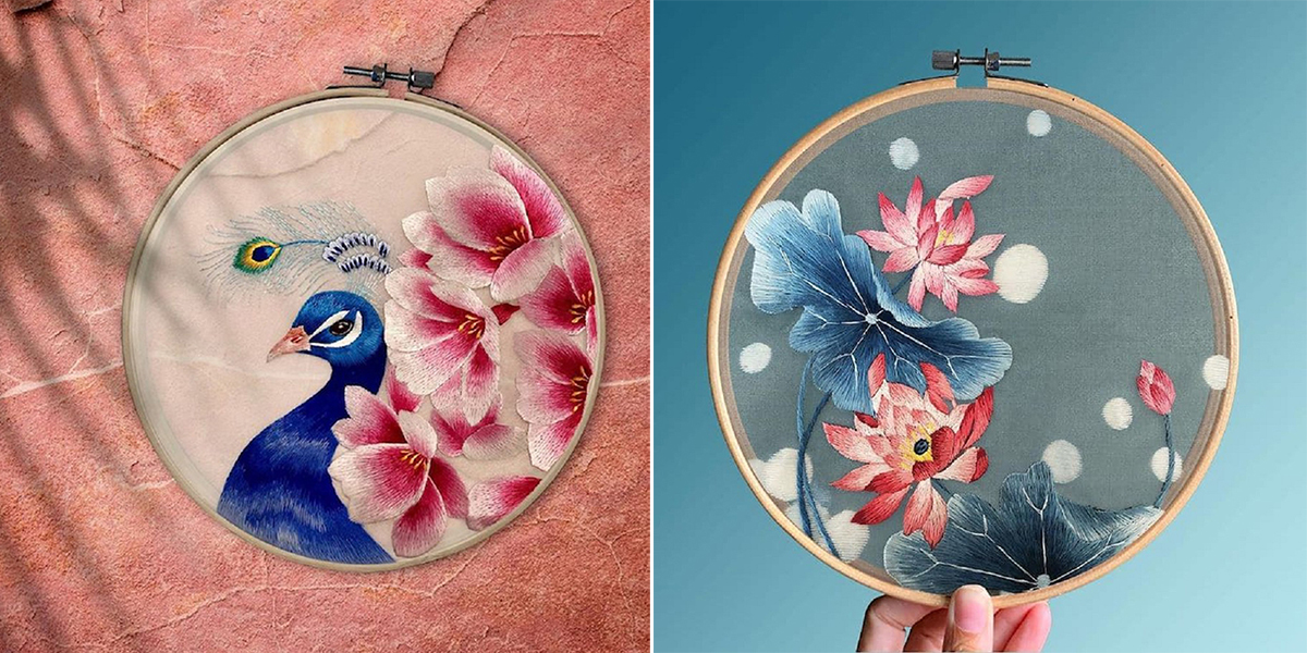 針線勾勒出絕美孔雀、花蝶刺繡！中國藝術家大展花鳥系精緻刺繡工藝