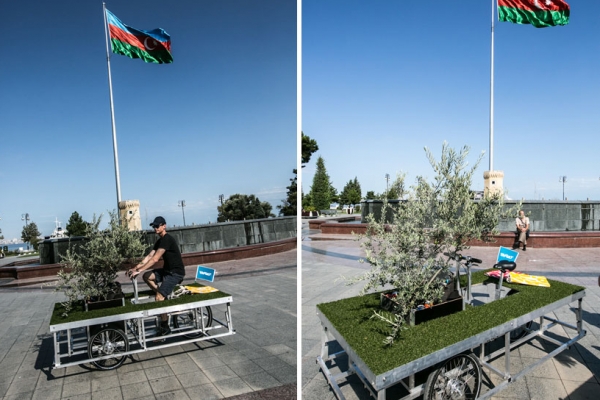 為草坪安上 4 個輪子，自己籌組小型公園