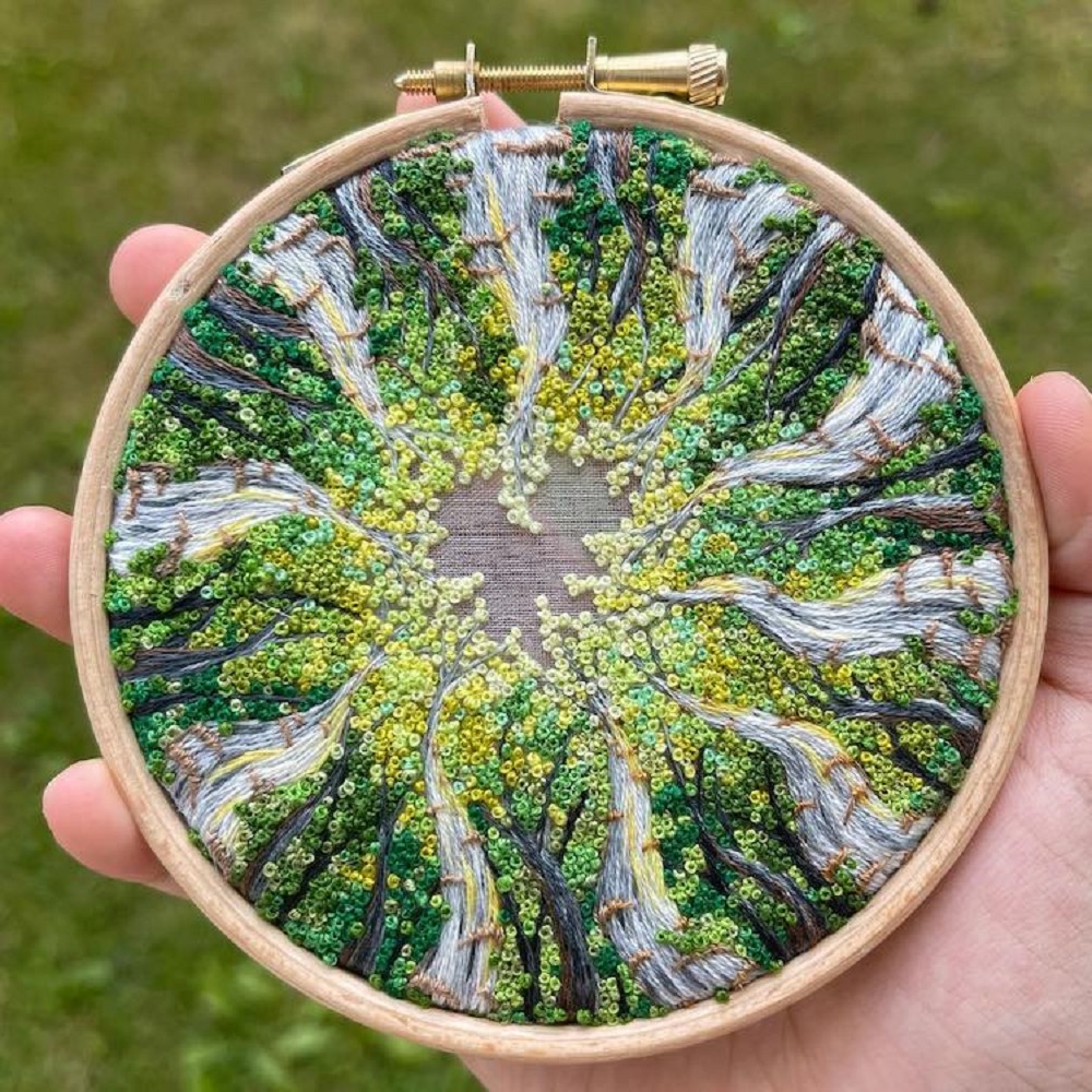 用刺繡展示森林之美!英國藝術家Sew Beautiful的自然系法國結粒繡創作