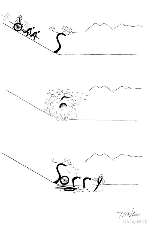 讓你忍不住嘴角的惡趣味插畫！上海插畫家 Tango Gao 以黑白線條繪出幽默日常想像