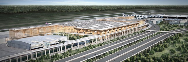 一下飛機就來到熱帶雨林！曼谷機場打造為層層瀑布的室內森林