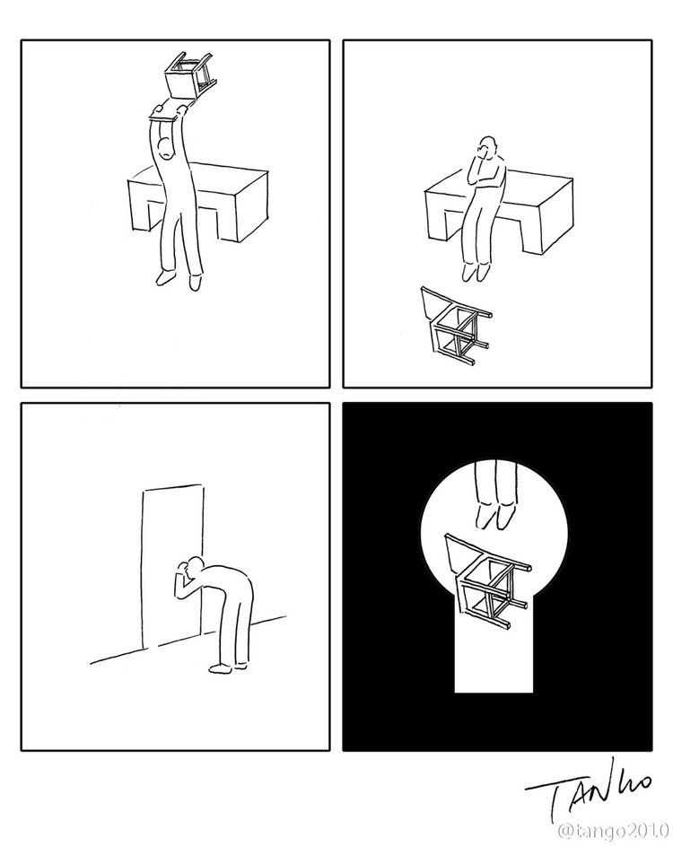 讓你忍不住嘴角的惡趣味插畫！上海插畫家 Tango Gao 以黑白線條繪出幽默日常想像