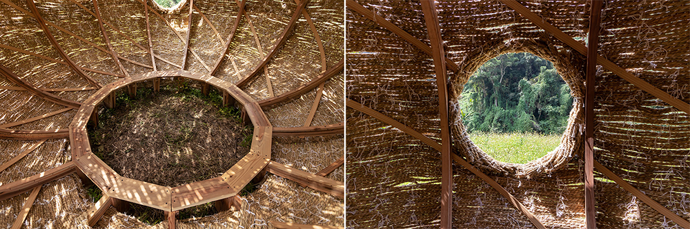 在天地間用 14 根木棍、玻璃或稻草搭建一處茶席，找尋人與自然和諧共存的可能