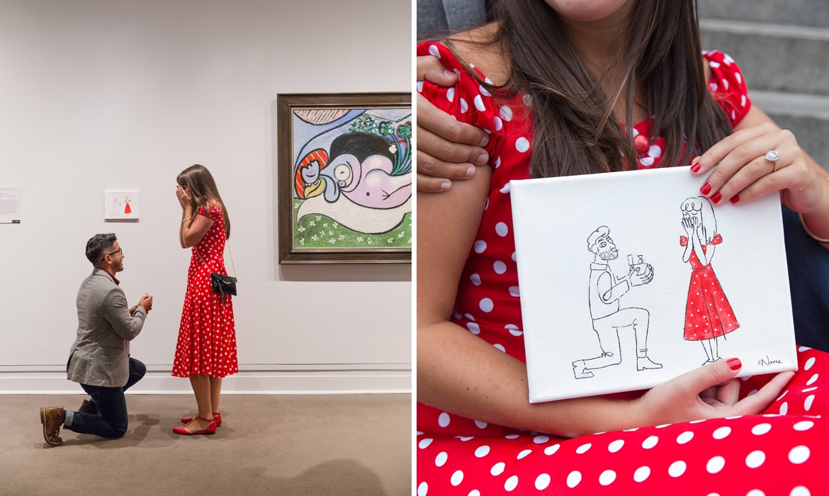 難以忘懷的違規浪漫！插畫家在畢卡索展廳裡偷放自己的求婚照