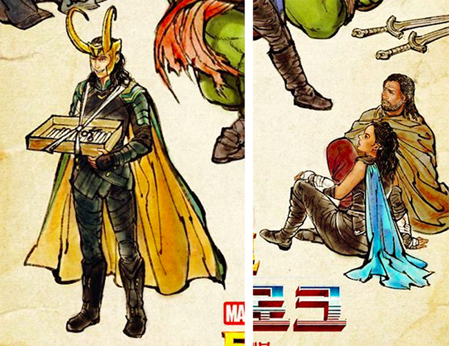 索爾、浩克玩相撲？南韓《雷神索爾3》古畫版電影海報